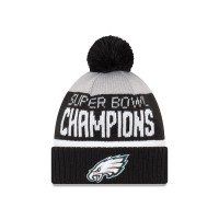 Men's Philadelphia Eagles New Era Gray/Black Super Bowl LII Champions Parade Cuffed Pom Knit Hat 3044377
